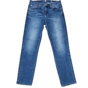 7 For All Mankind Roxanne Mid Rise Light Blue Denim Slim Skinny Ankles Jeans